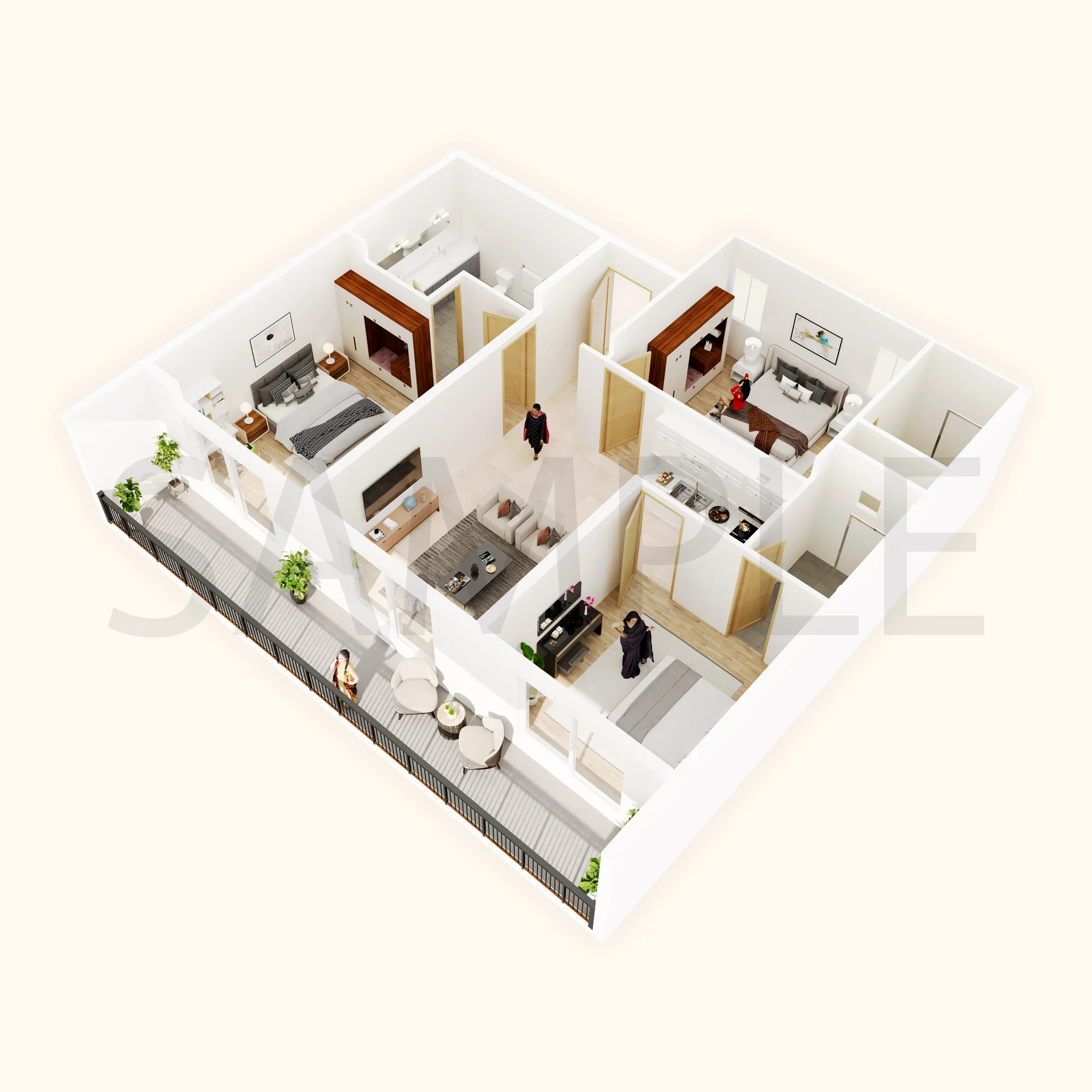 Isometric floor plan — view 1
