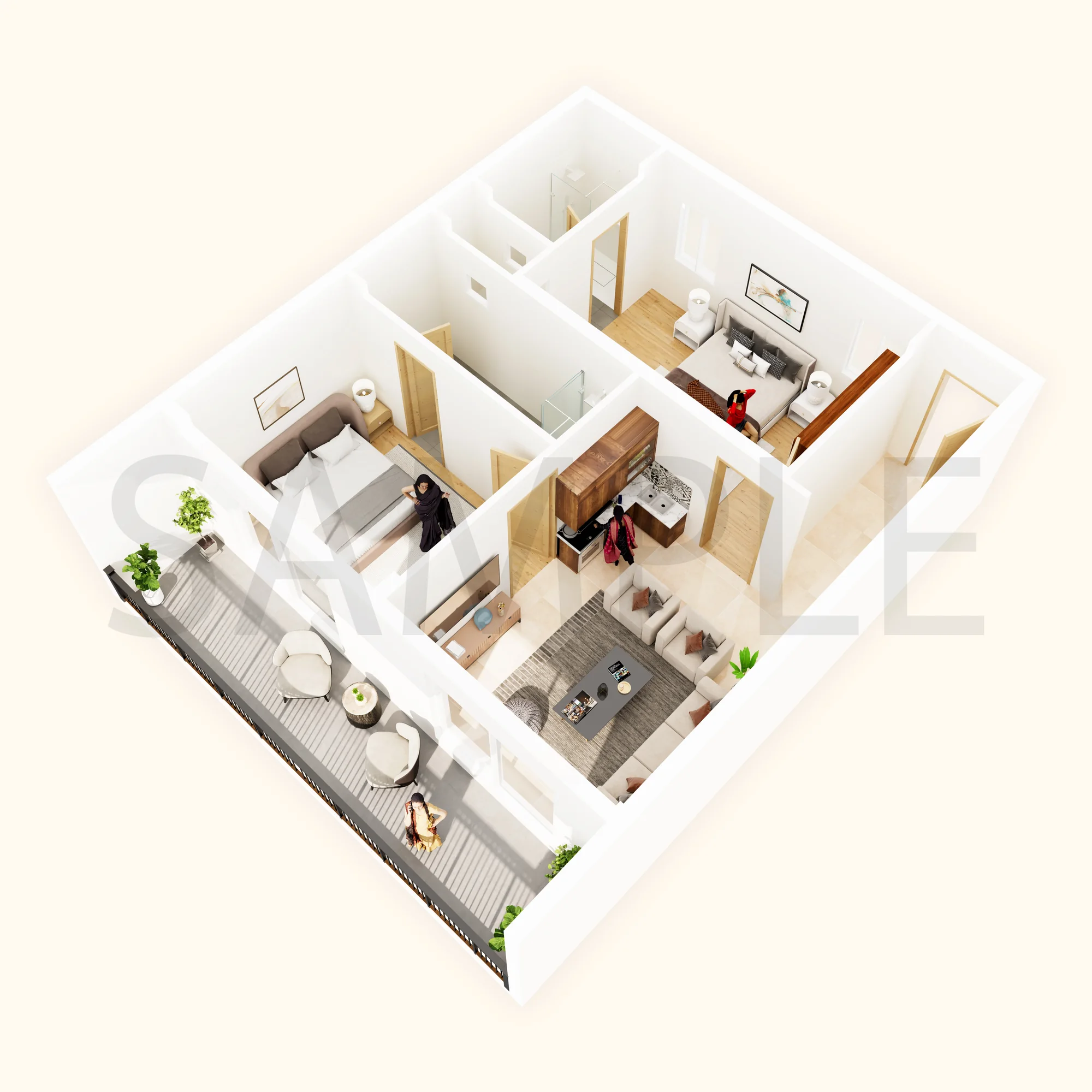 Isometric floor plan — view 2