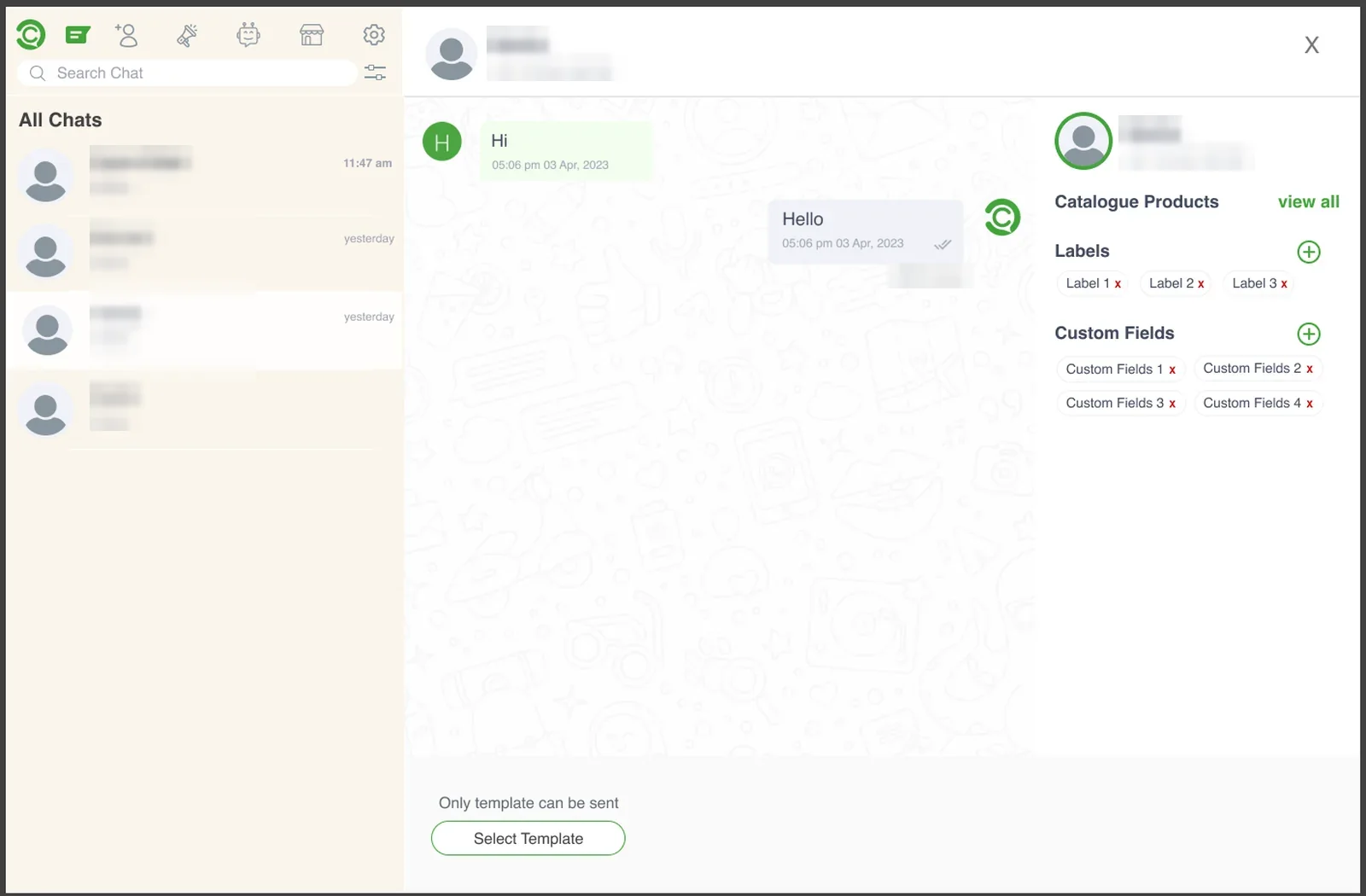 Conversation with customer details