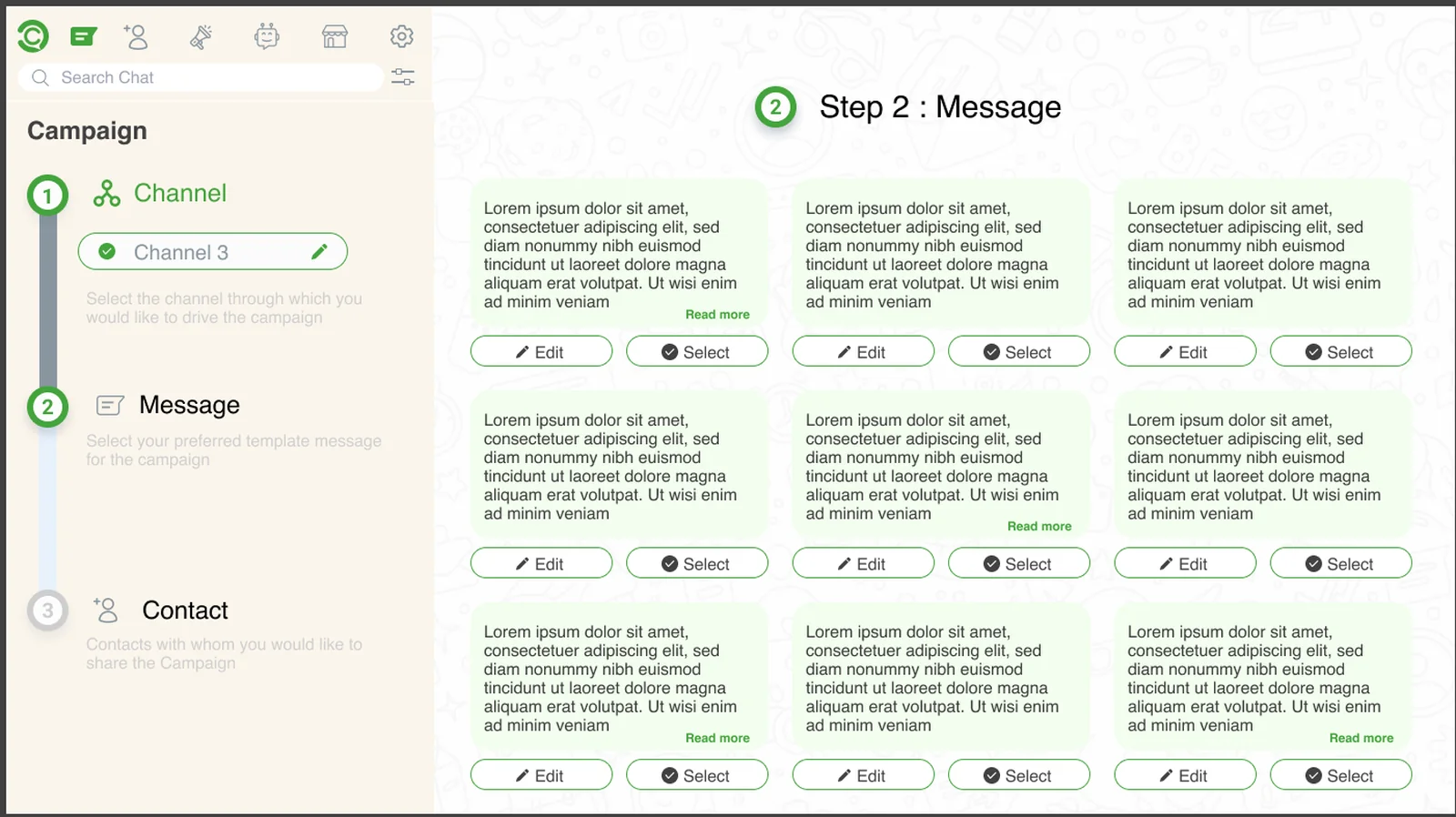 Step 2 — message template