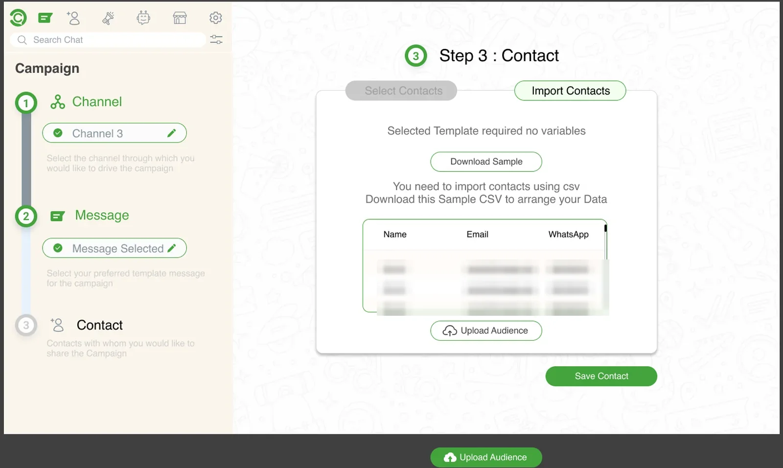 Step 3 — import contacts from CSV