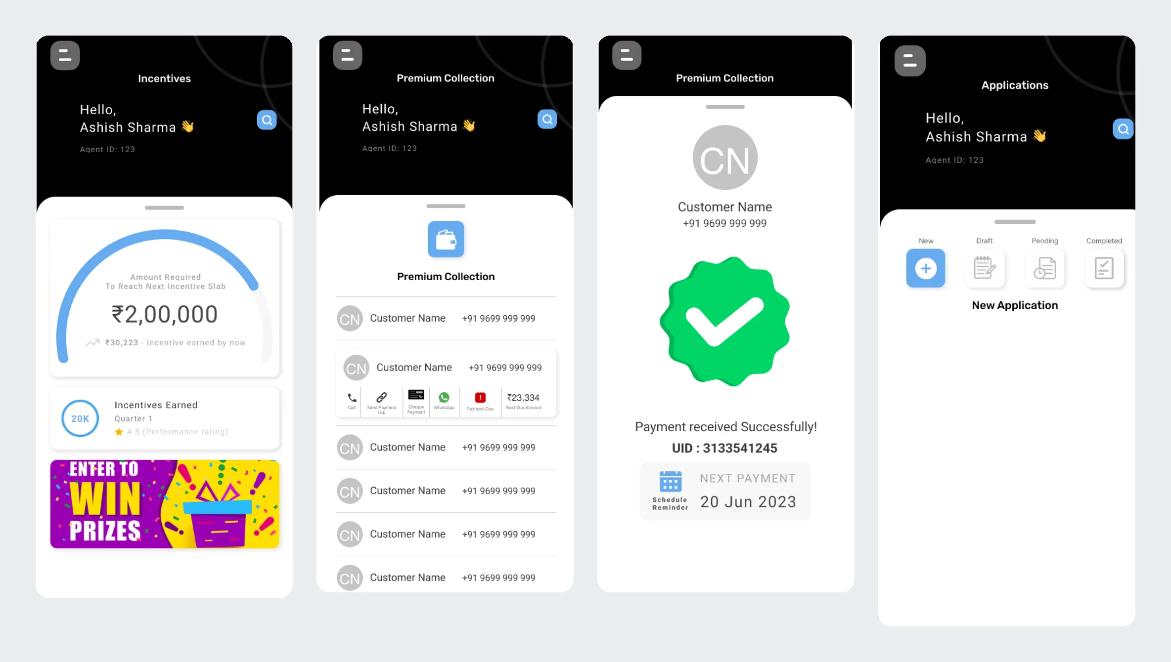 Incentives, collection, receipt, new application