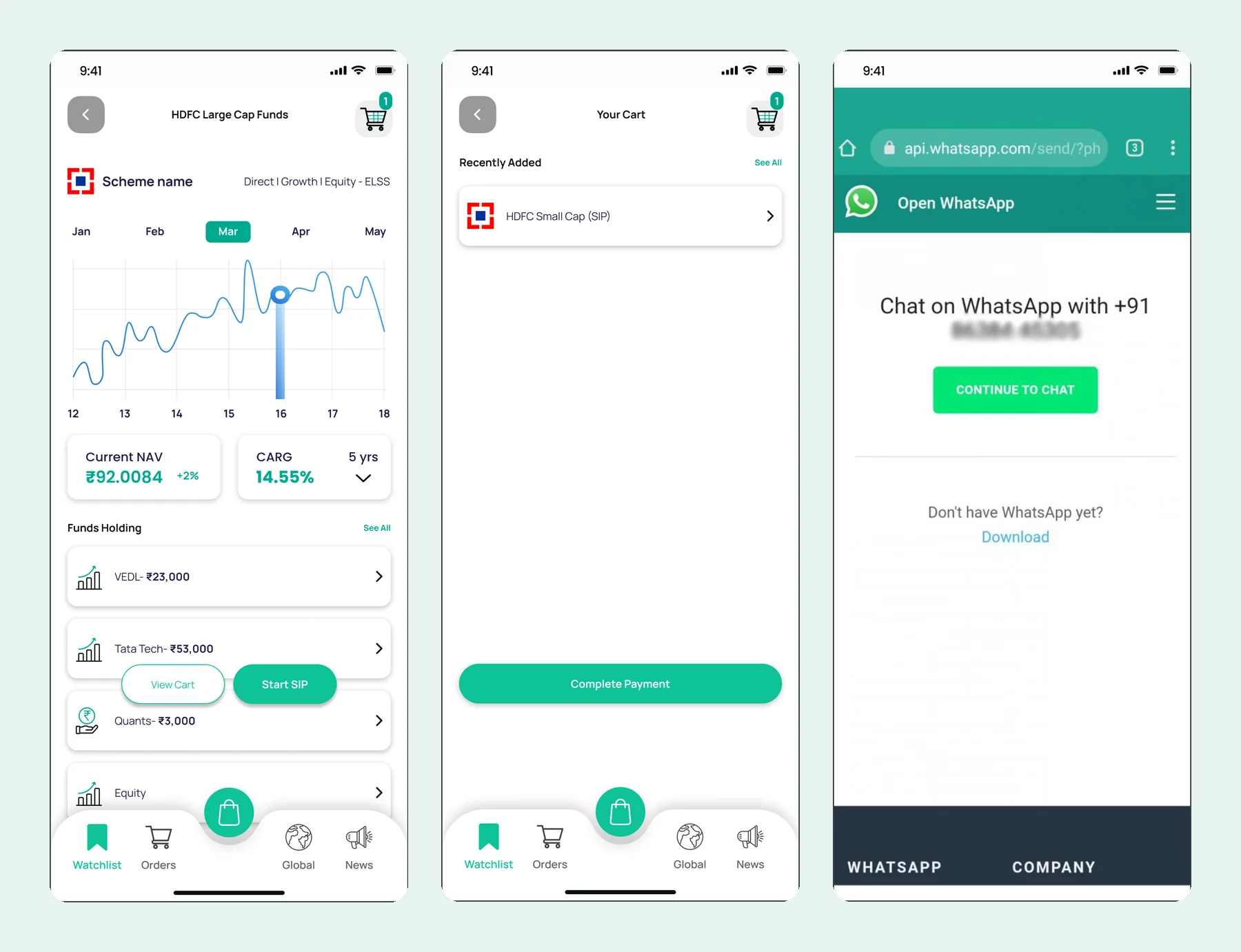 Add to cart, your cart, WhatsApp support