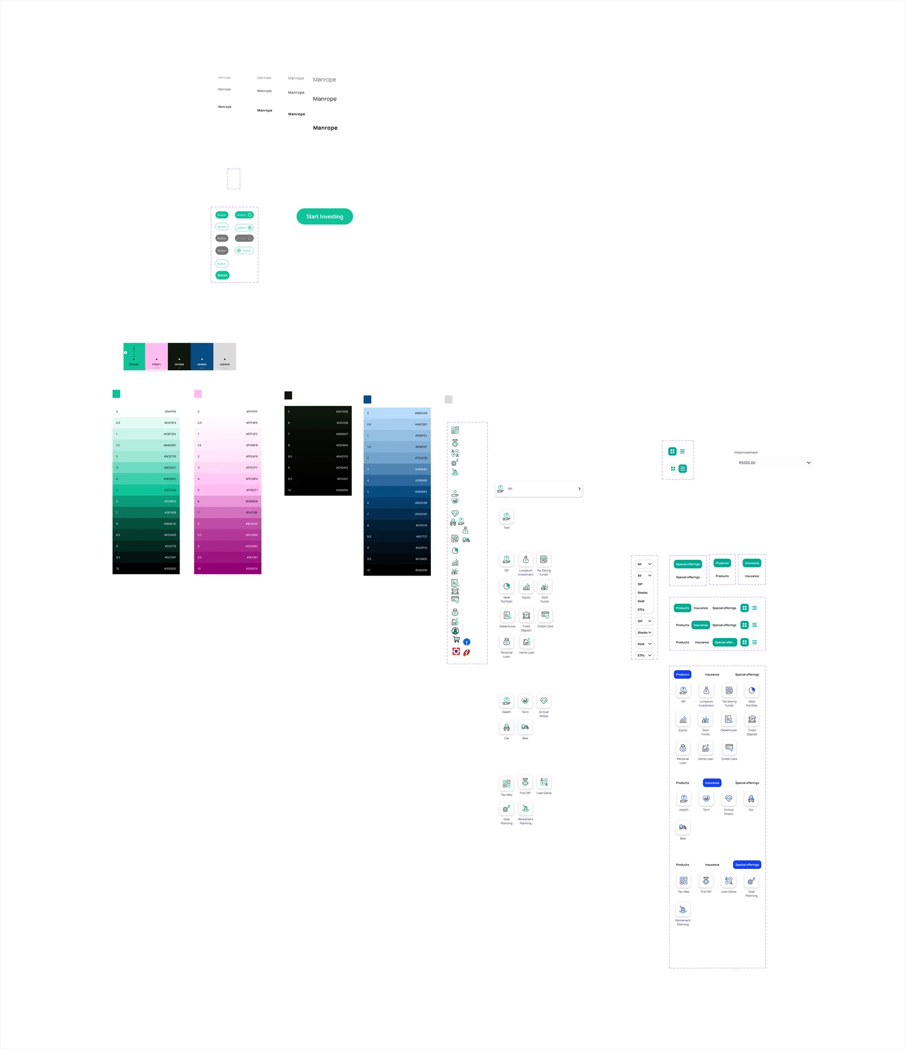 Colour ramps, icons and components