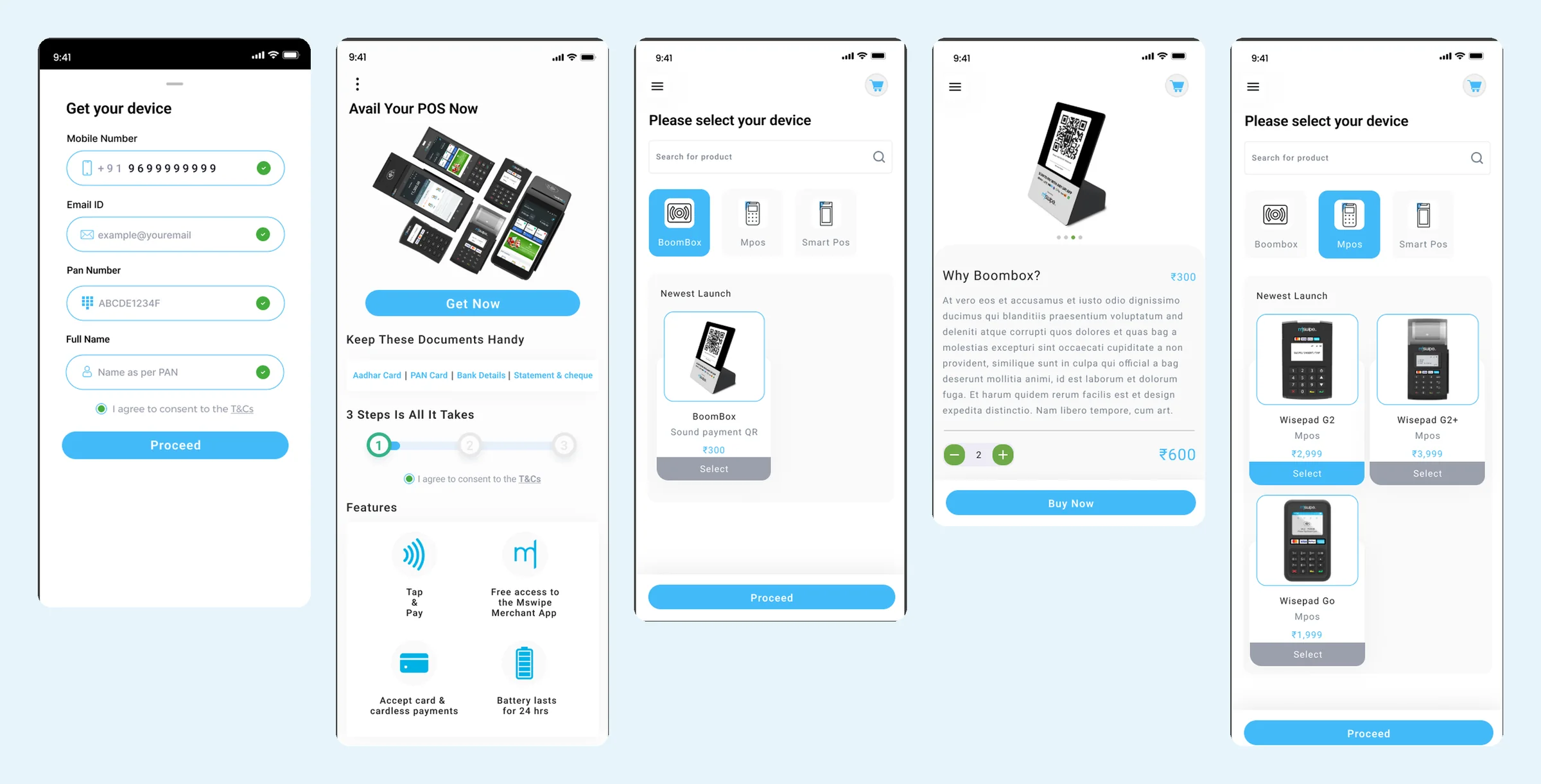 Avail POS, device catalogue and device detail