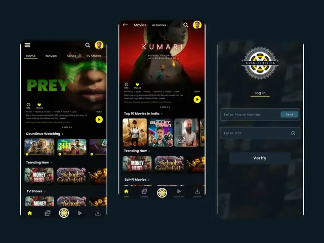 OTT — movie & series streaming app — concept work