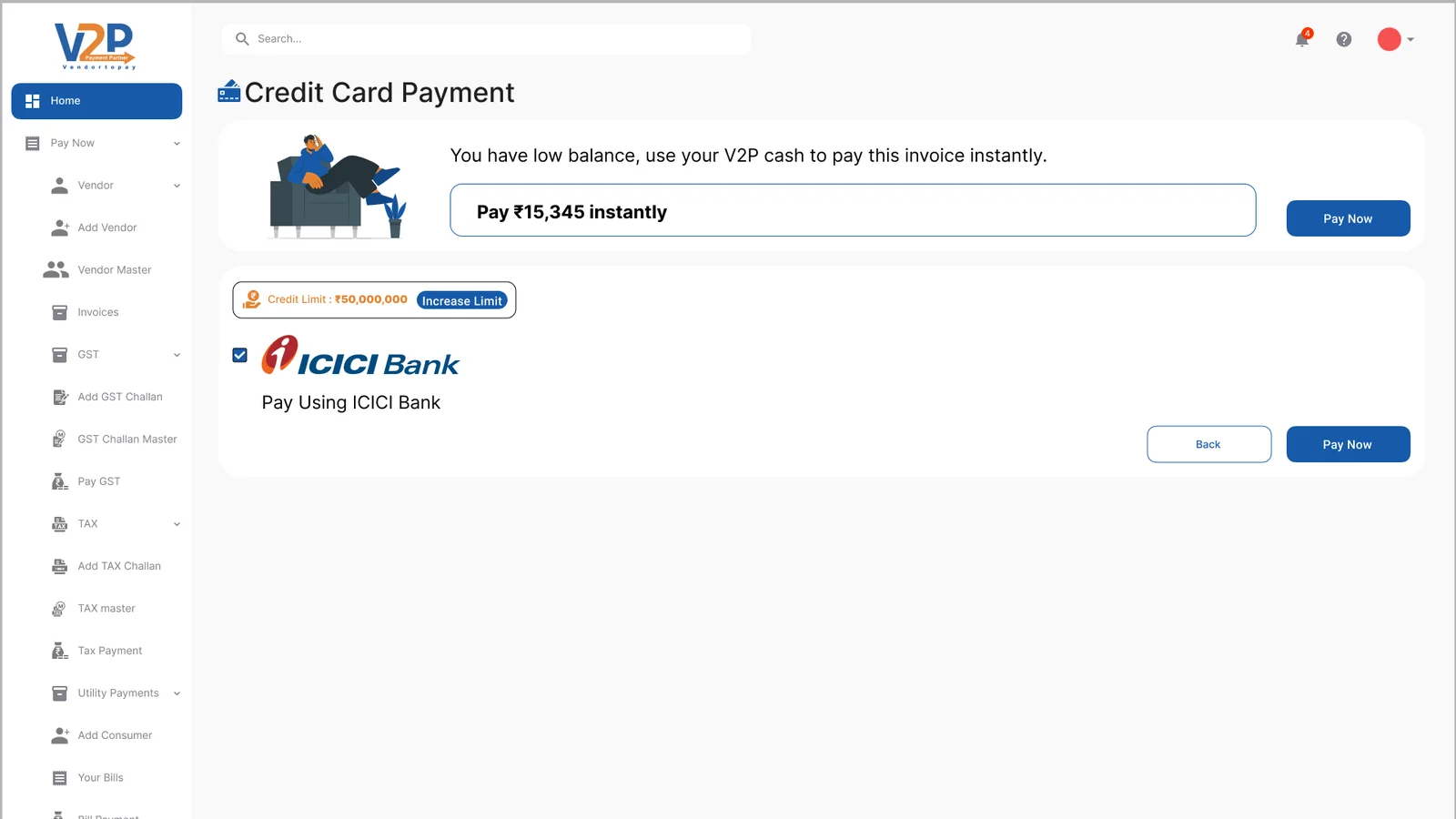Credit card payment
