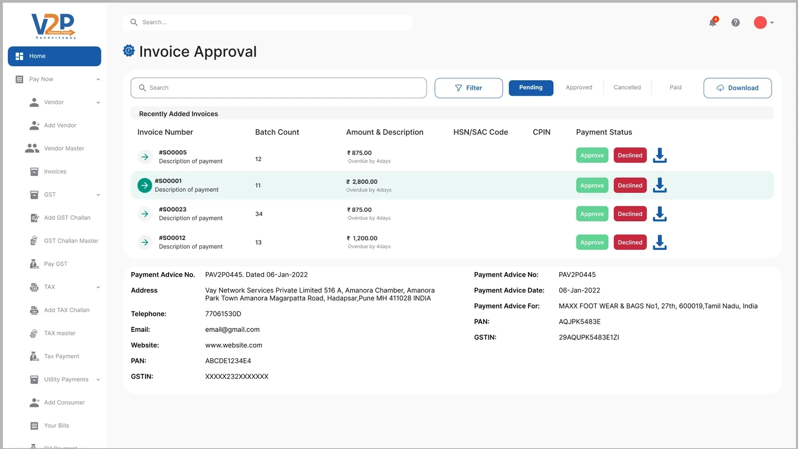 Invoice approval