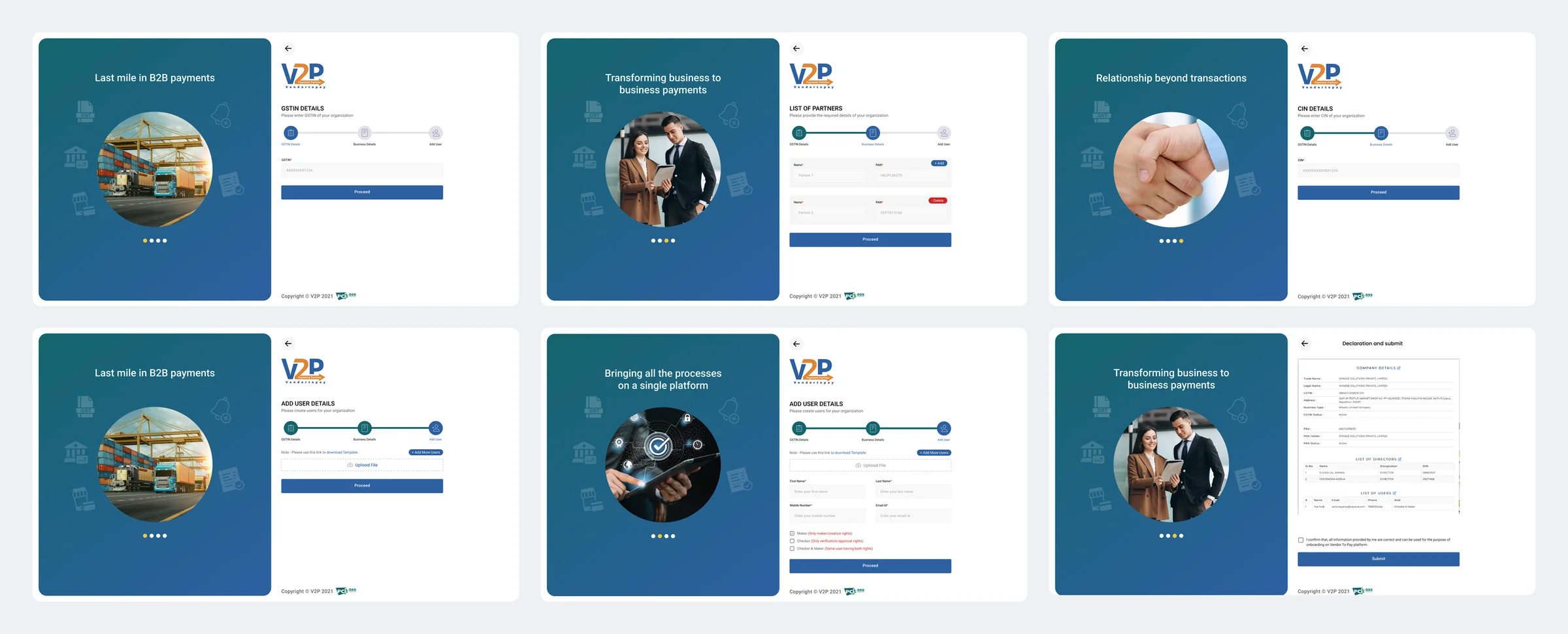 GSTIN, partners, CIN, users, declaration